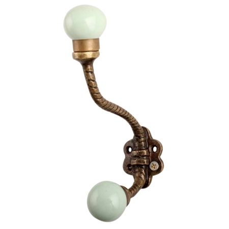 Sage Green Ceramic Floral Iron Hooks-EHG-91